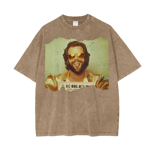 Bruce Ryder Mug Shot Color Acid Wash Oversize Vintage T-Shirt