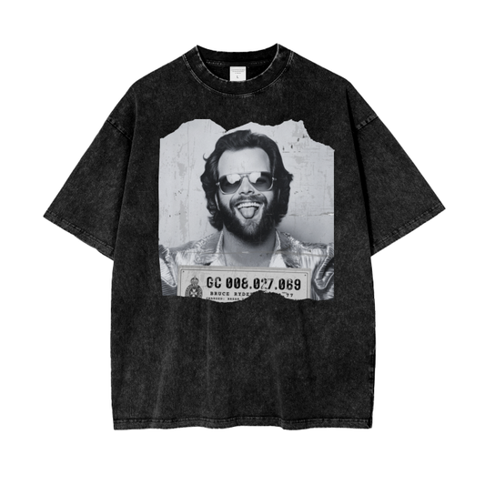 Bruce Ryder BW Mug Shot Acid Wash Oversize Vintage T-Shirt